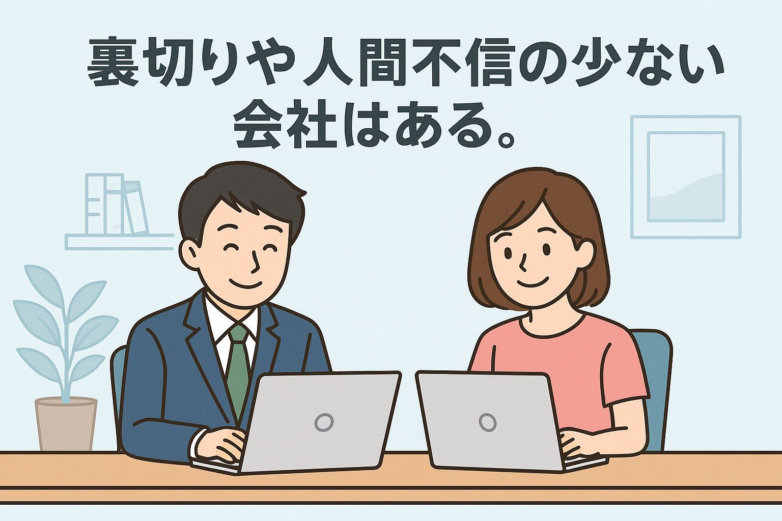裏切りや人間不信の少ない会社で、ストレスなく働いてる