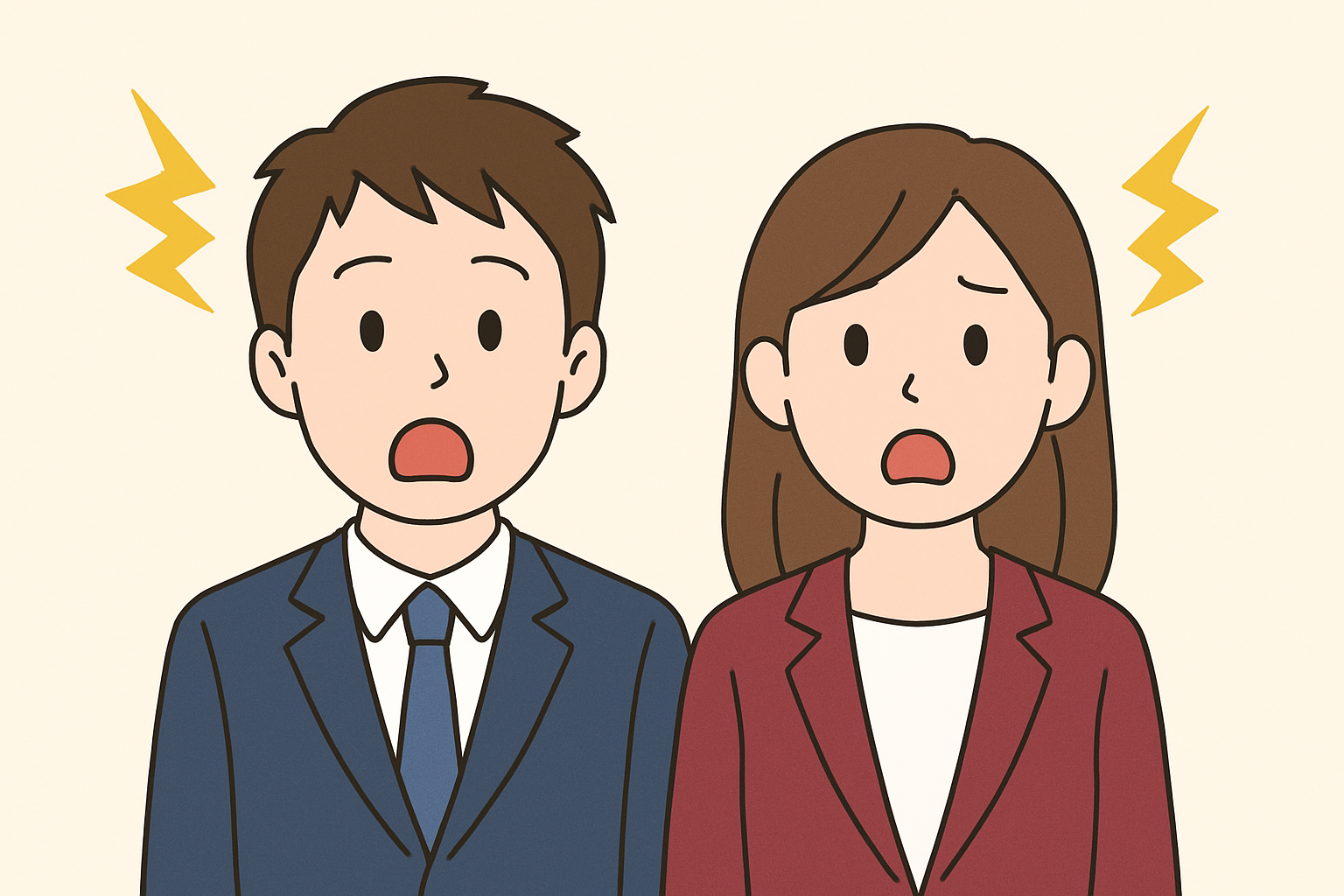 会社の人間に裏切られて、唖然として信じられない様子