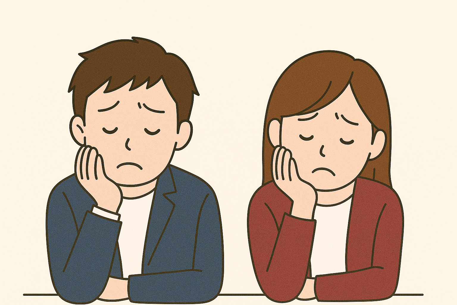 会社の人間に裏切られて、自分にも原因があるのかと落ち込む様子
